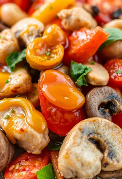 Гарячий салат з грибами і куркою: ситна страва