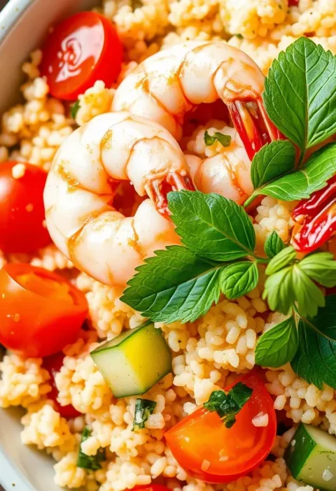 Салат із кускусом та креветками