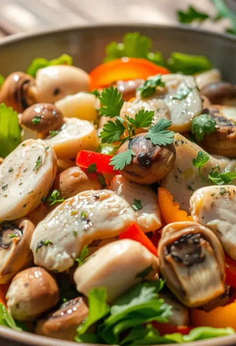 Салат з куркою і маринованими шампіньйонами: насичений смак
