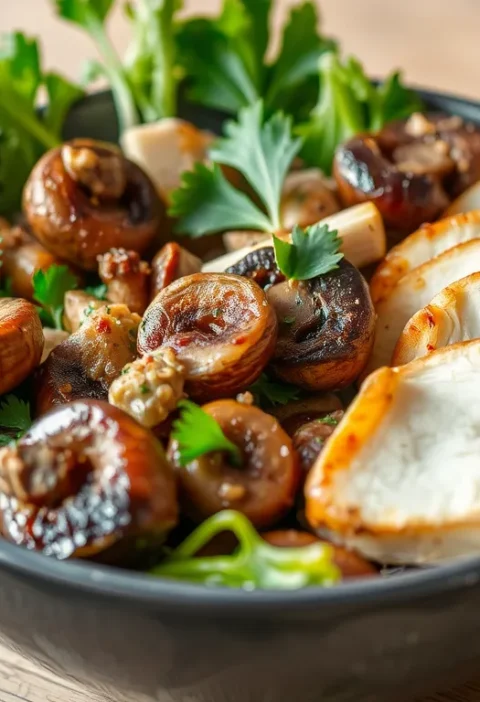 Салат з маринованими шампіньйонами, куркою і сиром: вишуканий смак