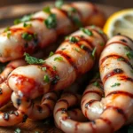 Смажені креветки з часником, соєвим соусом і медом